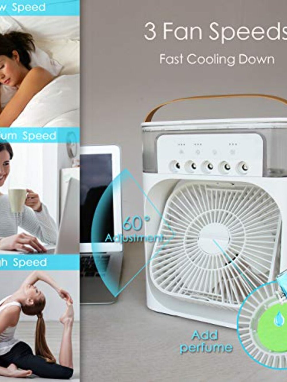 New in box NTMY Portable Air Conditioner Fan, Mini Evaporative Air Cooler with 7 - Picture 2 of 7